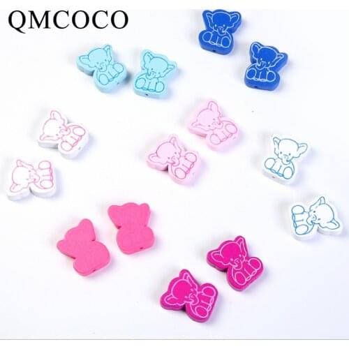 50Pcs Colorful Elephant-Shape Wooden Beads Wood Chips DIY Handmade Natural Environmentally Jewelry Baby Toys Accessories