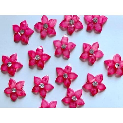 Sew on crystls flower shape 15mm flatback pink rhinestones 2 holes silver diamond gem stone for dress 60PCS