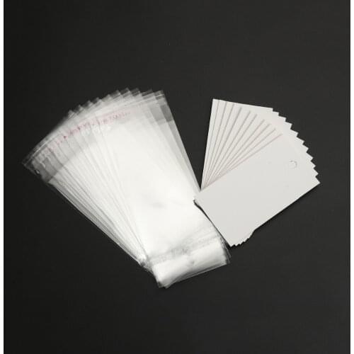 8Seasons Paper & Plastic Jewelry Earrings Ear Studs Display Cards Rectangle White Self-Seal Bags Packing 9x5cm,15x6cm, 100 Sets