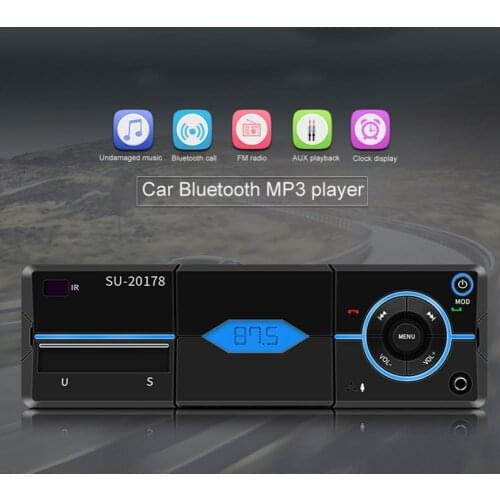 SU-20178 U Disk Reading Car MP3 Player Bluetooth Hands-free Call Lightweight Card Insert Radio Player w/Phone Holder for Vehicle