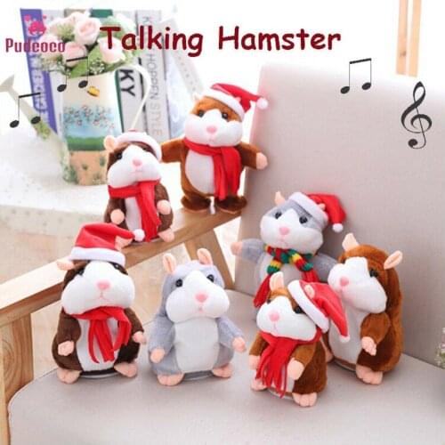 Pudcoco Brand Christmas Cheeky Hamster Talking Pet Soft Toy Cute Sound 2019 Xmas Kid Gift High Quality Hamster Villus