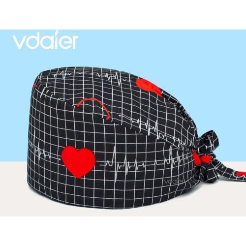 Breathable Ponytail Long Hair Cover Tie Back Nurse Scrub Caps pet hospital heart surgical doctor cap Doctor Nurse Scrub hats