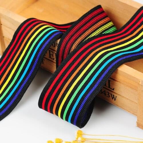 Rainbow color Stripe Elastic Bands 40MM Elastic Ribbon Clothing Bags Trousers Elastic Rubber 4CM Webbing DIY Sewing Accessories