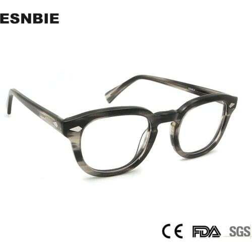ESNBIE Acetate Depp Glasses Frame Men Retro Round Spectacles For Women Eye Glasses Men Oculos De Grau Eyewear Accessories