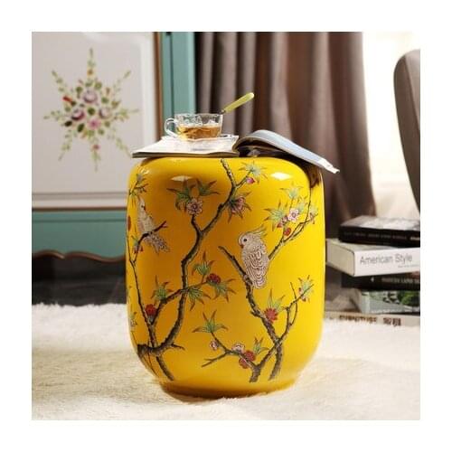 Jingdezhen American Classical Flower And Bird Hand Painted Ceramic Drum Stool Dressing New Chinese Living Room Soft Decor Stool