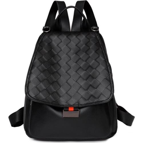 Women Leather Backpack Brand Luxury Designer Large Capacity Student School Bags Fashion Woven Shoulder Bag Lady Travel Backpacks