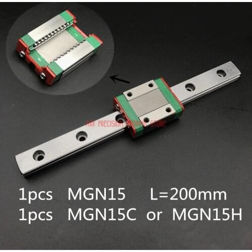 Linear Rail Cnc Router Parts AXK 15mm Linear Guide Mgn15 L=200mm Rail Way + Mgn15c Or Mgn15h Long Carriage For Cnc X Y Z Axis