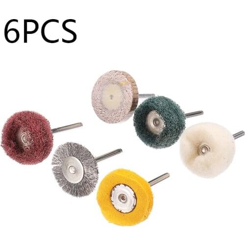 Mayitr 6pcs 25mm Polishing Mop Wheel Buffing Pad Brush For Rotary Polish Drill Bit Tool Accessories