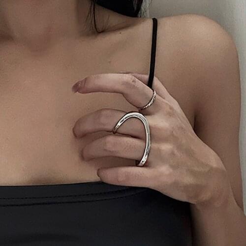 INS Fashion 925 Sterling Silver Finger Rings Charm Women Irregular Simple Geometric Birthday Party Jewelry Gifts