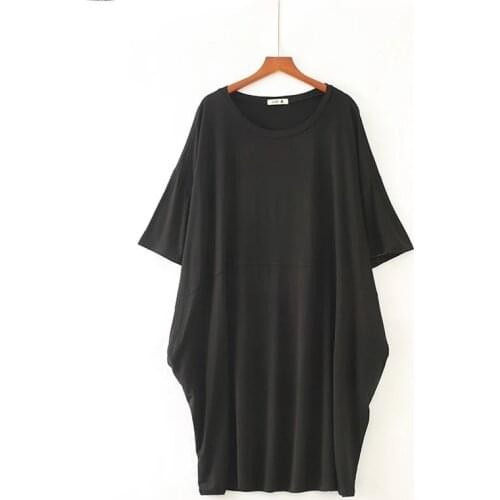 Oversized 10XL 140kg Women Night Dress Modal Soft Summer Solid Color O-Neck Sleepwear Short Sleeve Casual Home Dress Nightgown