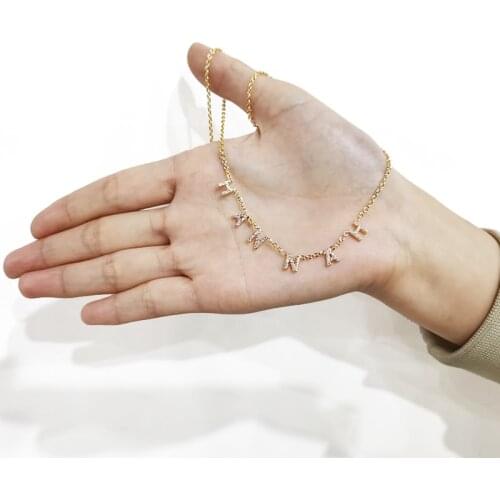 2021 Crystal Pendant Custom Name Pendant Gold Necklace Zircon Letter Chains Personalise Necklace for Women Charm Jewelry Gift