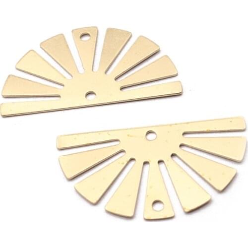 10pcs New Raw Brass Semicircle-shape Flower Connector Charms For Handmade Bracelet Earrings Jewelry Findings Making Supplies