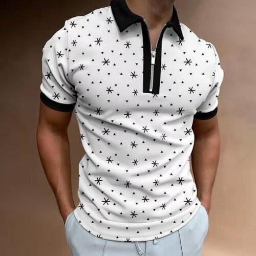 Summer new mens Polo shirt short sleeve casual loose zip color matching clothes Luxury mens T shirt USA size M-3XL