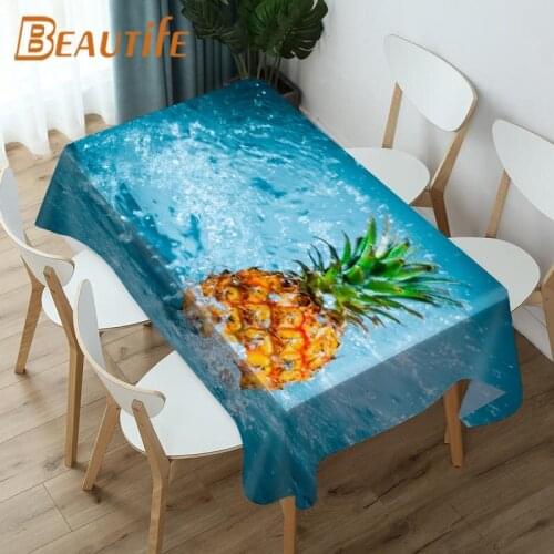 New Water Pineapple Tablecloth Waterproof Oxford Fabric 3D Printed Table Cloth Household Dining Room Table Cover Banquet Party