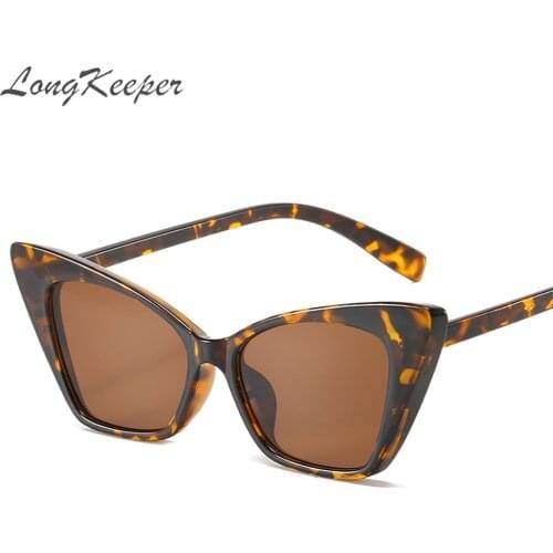 LongKeeper Vintage Cat Eye Sunglasses Women 2021 Retro Sexy Shades Sun Glasses Female Eyewear Leopard Black Oculos UV400