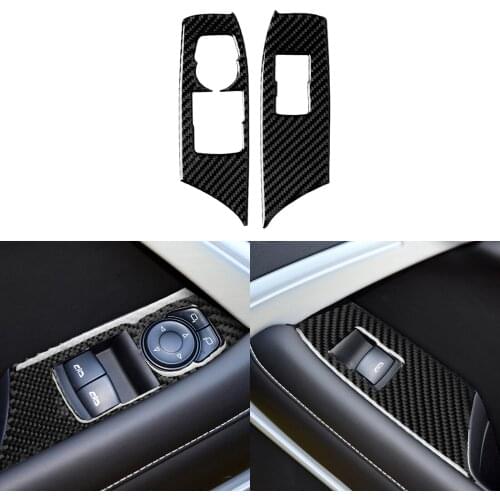 Window Lifter Panel Cover Trim Frame Left-hand Drive Carbon Fiber 2pcs Black New High Quality For Chevrolet Camaro 2017-2021