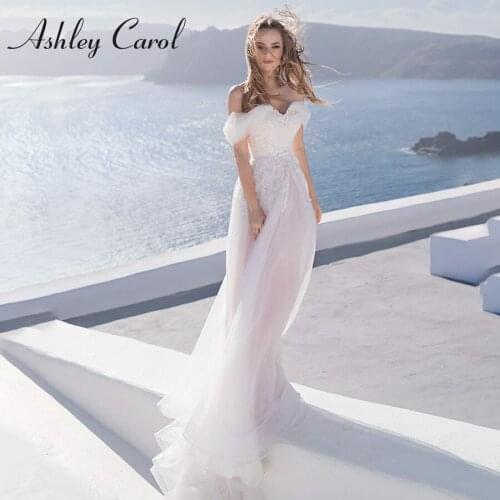 Ashley Carol A-Line Wedding Dress 2021 Sweetheart Backless Cap Sleeve Appliques Lace Up Bohemian Bride Dresses Vestido De Novia