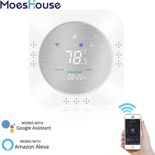 24V WiFi Smart Heat Pump Thermostat Temperature Controller Smart Life/Tuya APP Remote Control,Works with Alexa Google Home