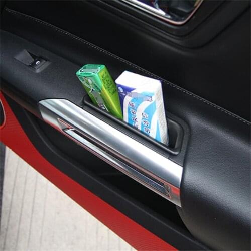 Inner Door Handle Armrest Container Holder Tray Storage Multi-function Box Covers Fit For Ford Mustang 2015 - 2020 Black Kit
