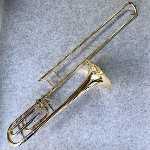 High Quality Bach Bb-F# Tune Tenor Trombone Gold Lacquer New Bb Trombone Musical Instrument Free Shipping