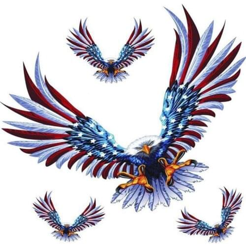 1 Set/4Pcs Car Decal Flying Hawk Auto Truck Hood Side Eagle USA Flag Sticker
