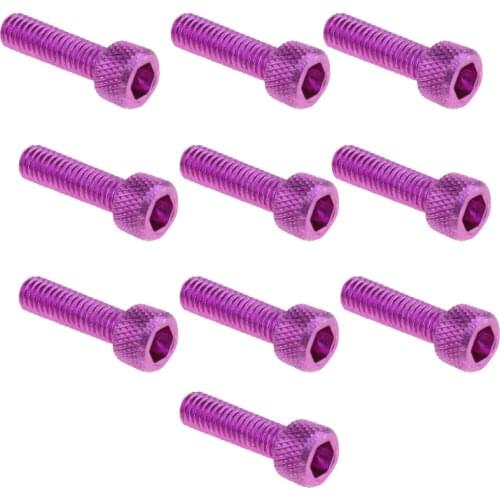 10pcs M6 x 20mm Pitch Alloy Steel Hex Bolt Socket Head Cap Screws Purple