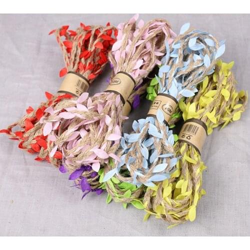 10 yards/lot Natural Jute Burlap Ribbon Decoration Mori Tie Hemp Rope Artificial Rattan Leaves Bouquet Packaging Decoration Rope