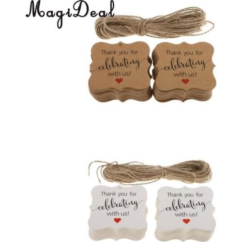 MagiDeal 100pcs Thank you for Celebrating with us Gift Tags Hanging Labels Wedding Birthday New Year Baby Shower Party Favor