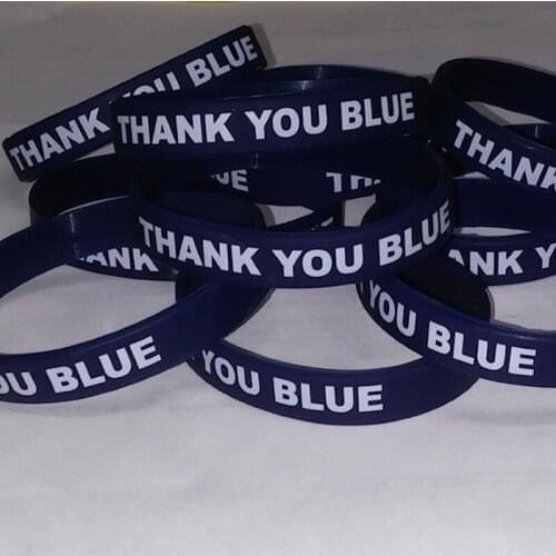 100pcs USA Police lives matter blue thin line wristbands Thank you the thin blue line wristband bracelet bangle wrist bands