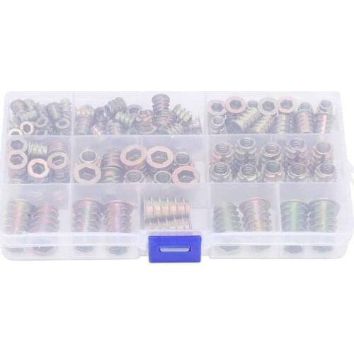 125Pcs Insert Wood Nut Hex Drive Furniture Head Hardware Fasteners Industrial Supplies Screw Nut Kit