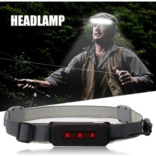 2021 Hi-Beam Work Light Soft LED Headlamp USB Rechargeable Waterproof Elastic Headband COB+Red Light for Outdoor Running NOV99