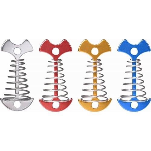 5Pcs Adjustable Plank Floor Spring Fishbone Anchor Tent Pegs Buckle Outdoor Awning Deck Stakes Fixed Nails Camping Tent Hooks