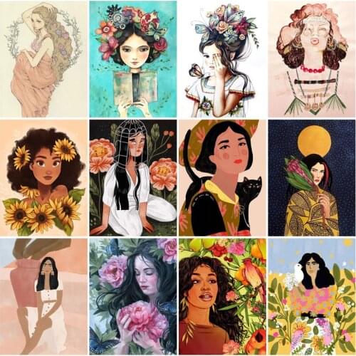 5D Diy Diamond Painting Girl Cartoon Portrait Picture Full Drill Embroidery Mosaic Cross Stitch Rhinestones Home Decoration Gift