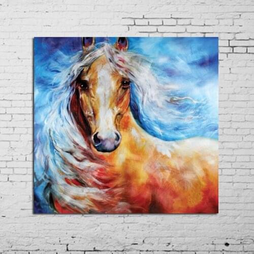Free Shipping Modern Abstract Handpainted Wall Art Pictures Handsome Horse on Canvas Animal Oil Paintings for Home Decor