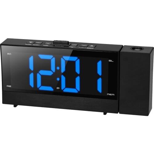 6.4-inch Digital Projection Alarm Clock 3-in-1 180 Degree Rotatable Dual Alarm & Snooze FM Radio Phone Charger Stepless Dimming