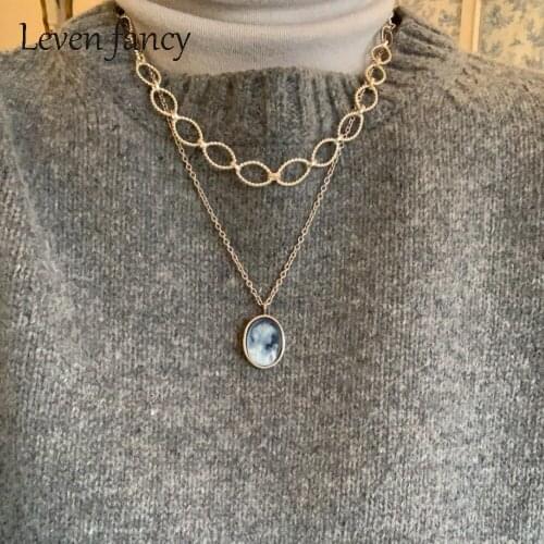 Women 925 Sterling Silver Fashion Twist Rope Chain Statement Necklace Geometric Choker Necklace for Women Party Jewelry