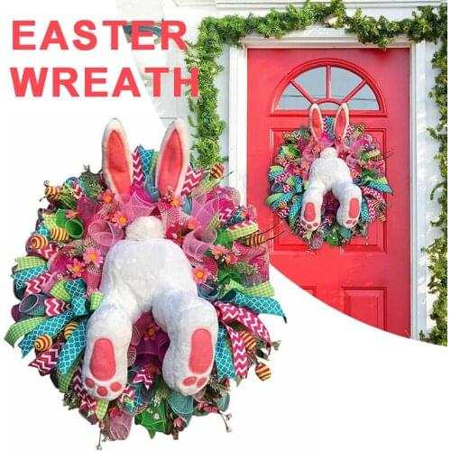 Bunny Butt & Ears Garland Easter Rabbit Pendant Wreath Decor For Holiday DIY Decorations Home Front Door Ornament