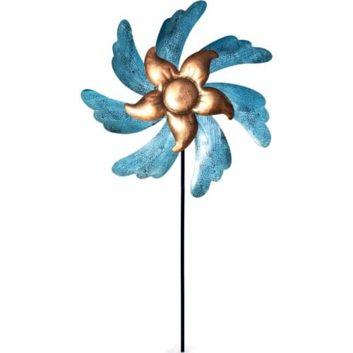 Decorative Iron Windmill Yard Plug-In Winnower Garden Wind Spinner Ornament Rotary Windmill Garden Plug-In Metal Style Sculpture