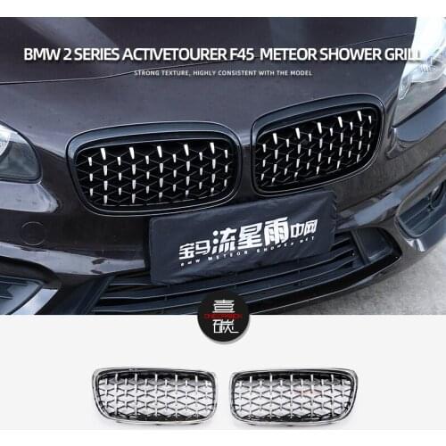 For BMW 2 Series ActiveTourer F45 Meteor shower Glossy Black Silver Grills set