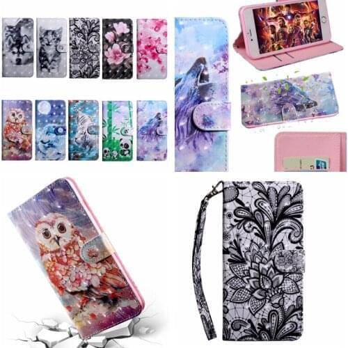 For Samsung A10S A20S A30S A2 Core A10e A20e M40 A60 A80 3D Leather Wallet Case Flower Wolf Lace Slot ID Flip Cover Pouch 60PCS