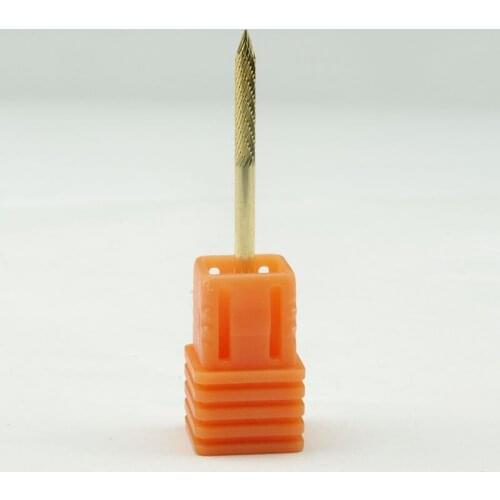 EasyNail~Fine Gold Tungsten steel Nail Drill Bit nail file Carbide Nozzle Gel remover Nail Cleaner Millings Bit FA0214Gold