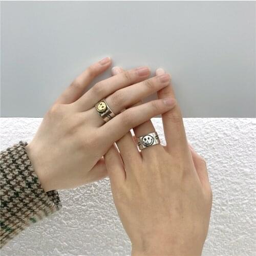 Personality Exaggerated Gothic Smile Face Rings For Women Charm Engagement Jewelry Girls Open Finger Knuckle Rings