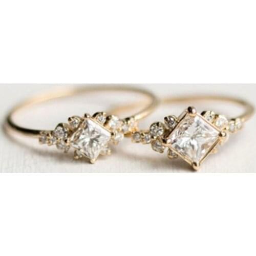 Tiny Crystal Ring Gold Color Ring Dainty Ring Stackable Ring Women Wedding Party Gift Jewelly Size 6-10 Valentines Day Gift