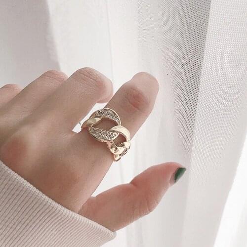 Korean New Exquisite Hollowed Out Geometric Opening Exaggerated Ring Fashion Temperament Versatile Ring Jewelry