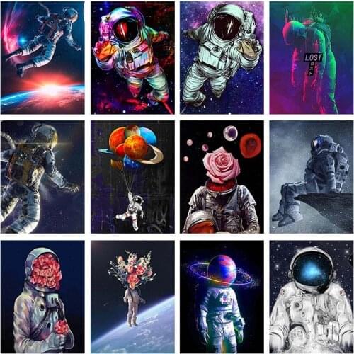 Space Astronaut Cartoon Spaceman 5D DIY Diamond Painting Space Landscape Diamond Embroidery Cross Stitch Family Mural