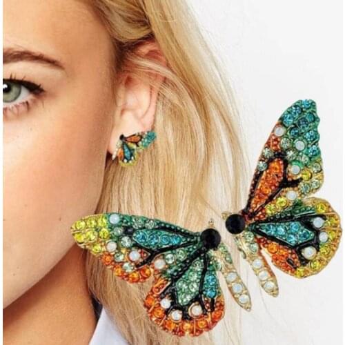 Colorful crystal butterfly earrings woman dream earrings butterfly wing earrings Romantic Jewelry