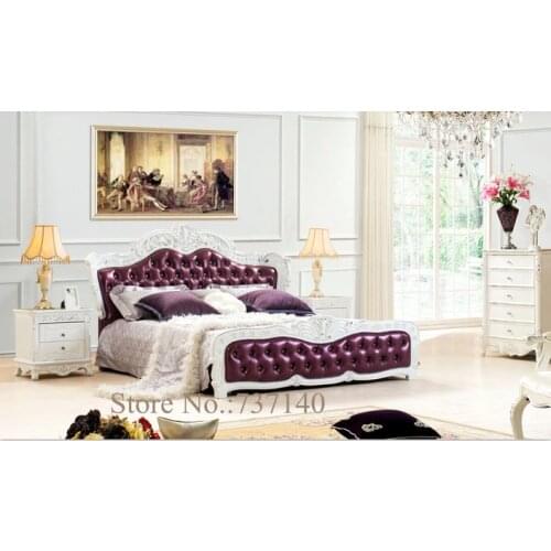 Solid wood and leather bed bedroom furniture Baroque Bedroom Set luxury bedroom furniture sets buying agent wholesale price