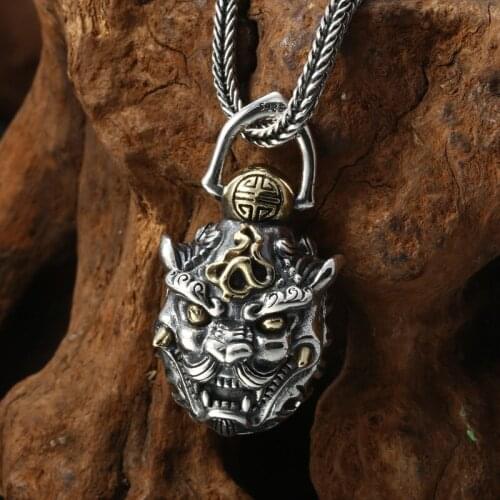 Wholesale S925 Sterling Silver Jewelry Retro Thai Silver Mens Lucky Money Bell Pendant Fashion Pendant
