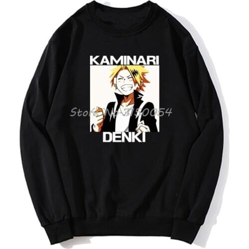Men Hoodie Kaminari Denki Hoodies Women Anime Spring Autumn Men Pullover Sweatshirts Harajuku Streetwear