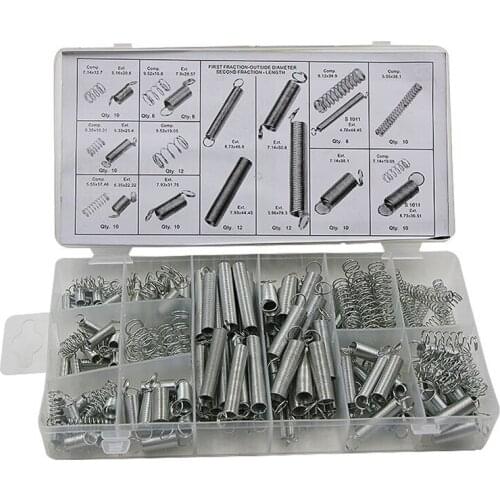 200 PCS/Lot Tool Springs Kit with Transparent Plastic Storage Box Compression and Extension Springs for Shops and Home Repairs